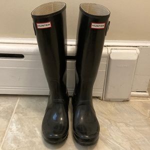 Hunter Original Tall Back Adjustable Gloss Rain Boots Womens Size 10